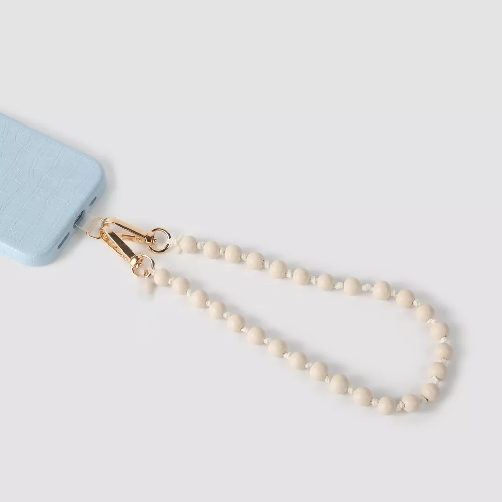 Wood Bead Wristlet Phone Strap Universal Detachable Hand Lanyard for Phone Case