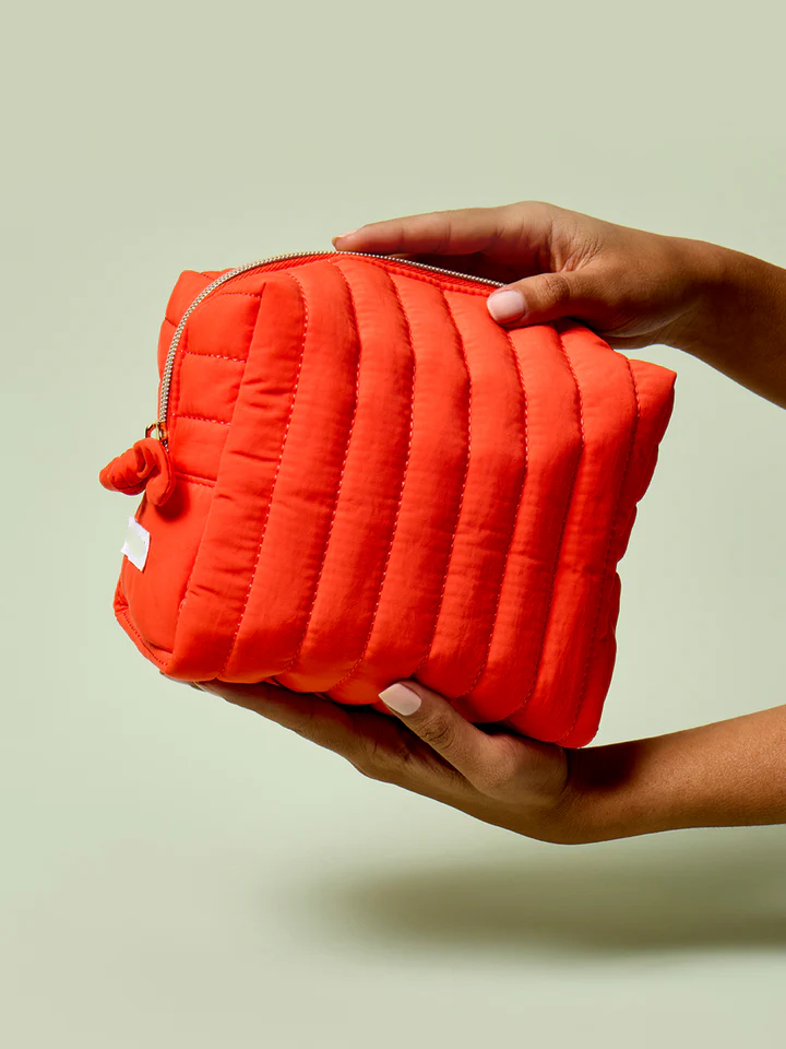 Quilted Reusable Travel Toiletry Bag Soft Padded Zipper Cosmetic Storage Pouch