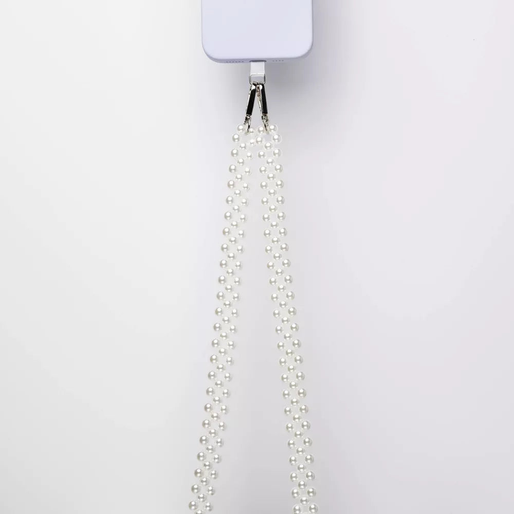 Double Layer Faux Pearl Crossbody Phone Strap Universal Detachable Mobile Lanyard