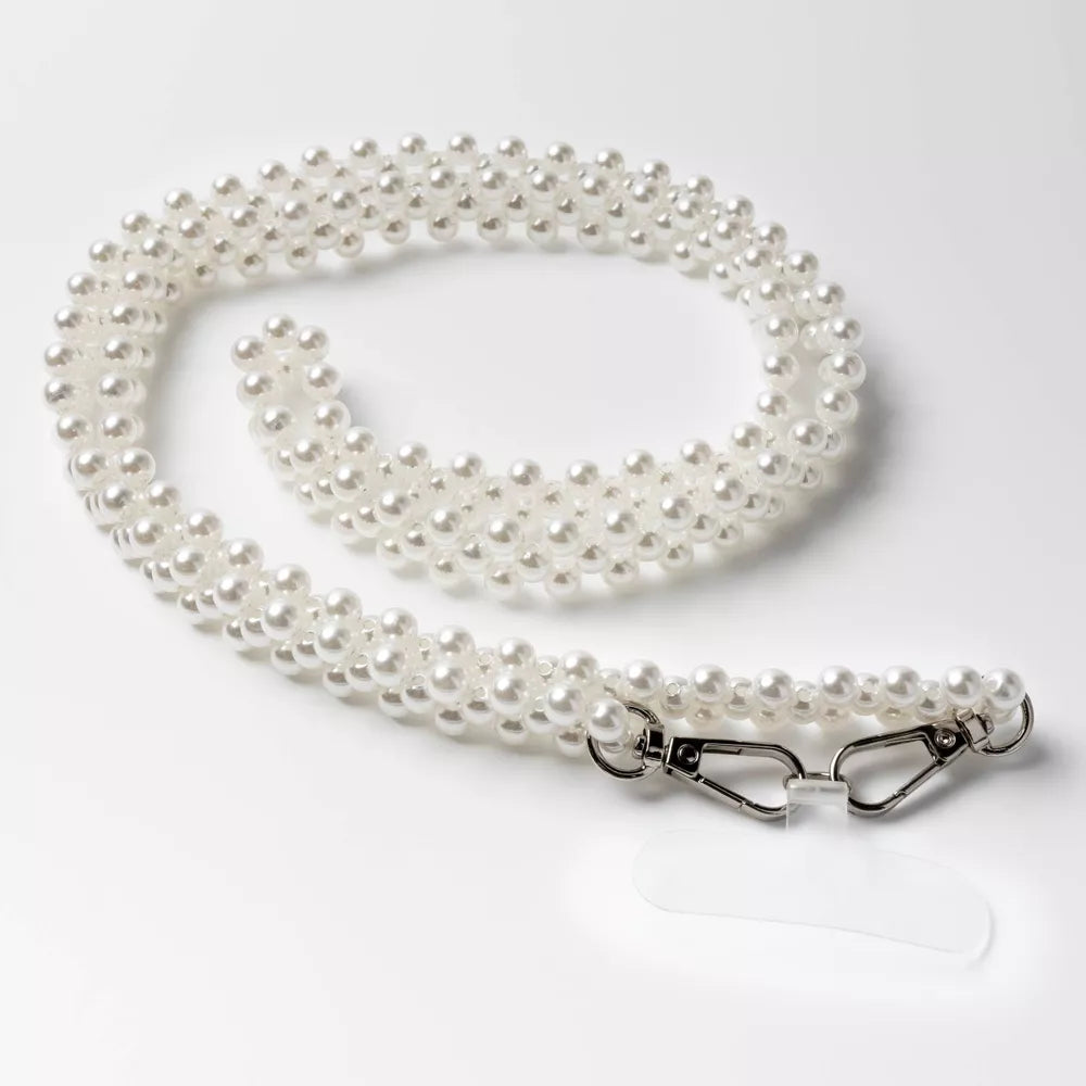 Double Layer Faux Pearl Crossbody Phone Strap Universal Detachable Mobile Lanyard