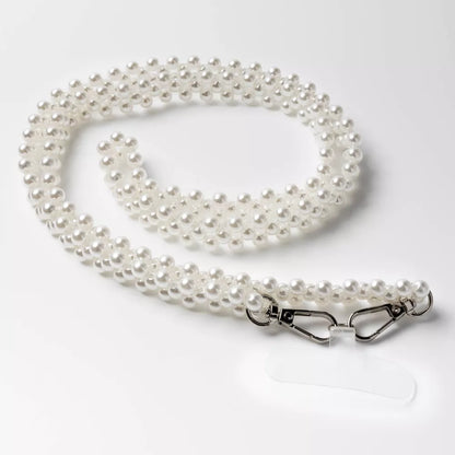 Double Layer Faux Pearl Crossbody Phone Strap Universal Detachable Mobile Lanyard