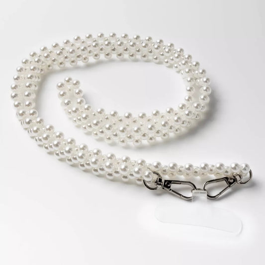 Double Layer Faux Pearl Crossbody Phone Strap Universal Detachable Mobile Lanyard