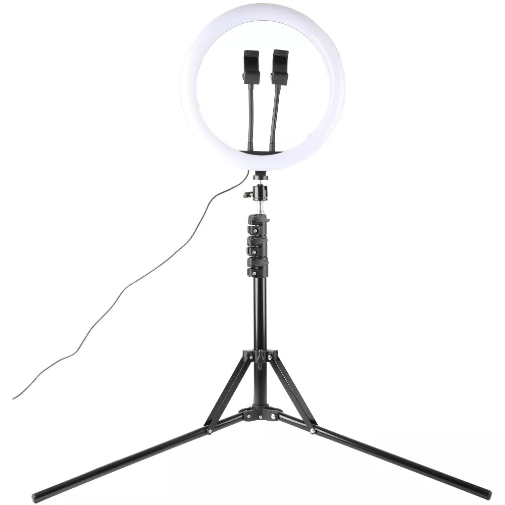 12 Inch LED Ring Light Kit with Dual Phone Holders, Microphone & 63 Inch Adjustable Light Stand