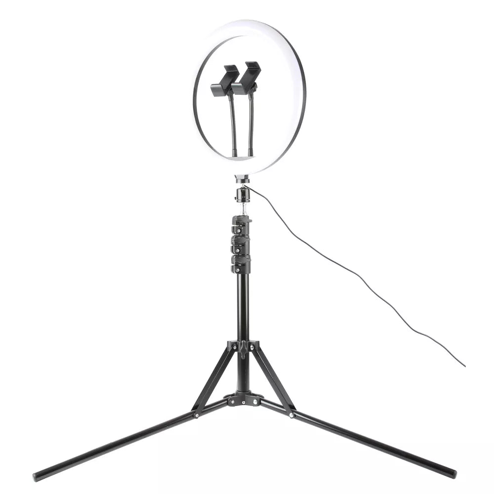 12 Inch LED Ring Light Kit with Dual Phone Holders, Microphone & 63 Inch Adjustable Light Stand