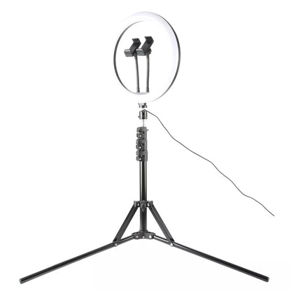12 Inch LED Ring Light Kit with Dual Phone Holders, Microphone & 63 Inch Adjustable Light Stand