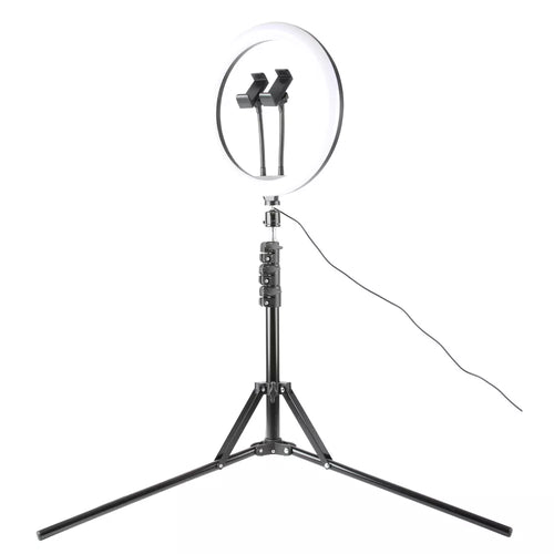 12 Inch LED Ring Light Kit with Dual Phone Holders, Microphone & 63 Inch Adjustable Light Stand