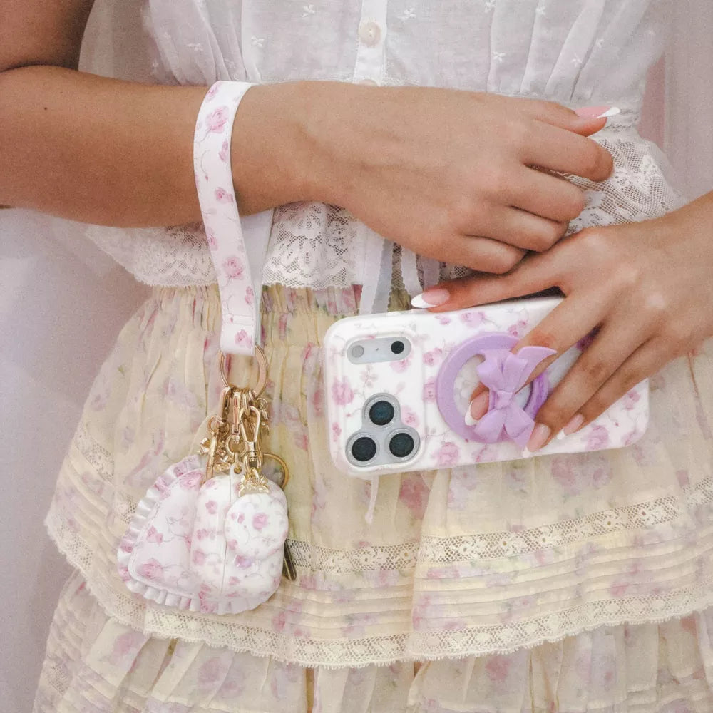 Floral Print PU Wrist Strap Multi-purpose Detachable Key & Bag Decorative Wristlet