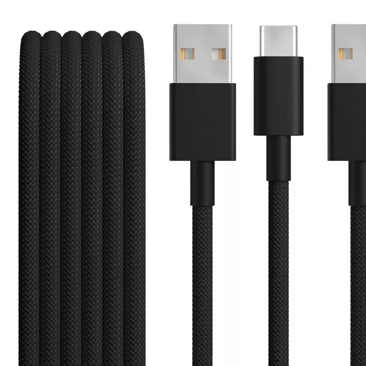 1.5m Woven USB-A to USB-C Charging & Data Cable 2 Pack 15W Fast Charging Braided Cord