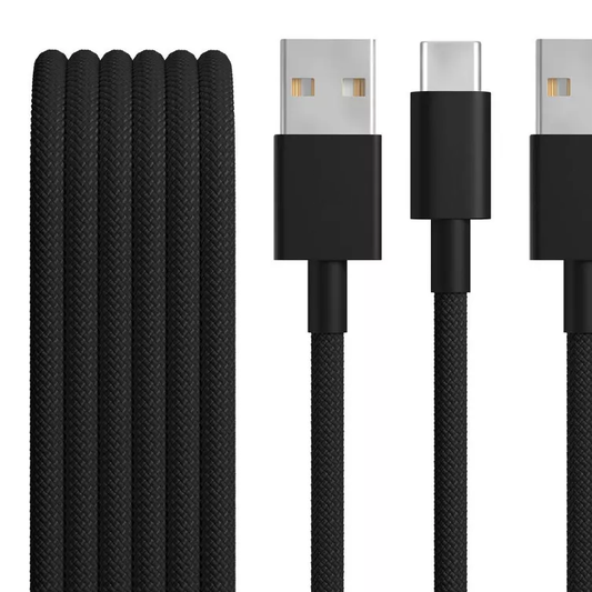 1.5m Woven USB-A to USB-C Charging & Data Cable 2 Pack 15W Fast Charging Braided Cord