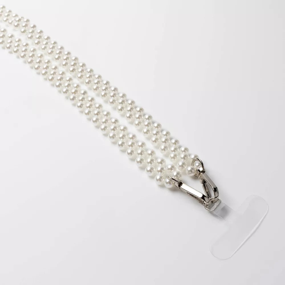 Double Layer Faux Pearl Crossbody Phone Strap Universal Detachable Mobile Lanyard