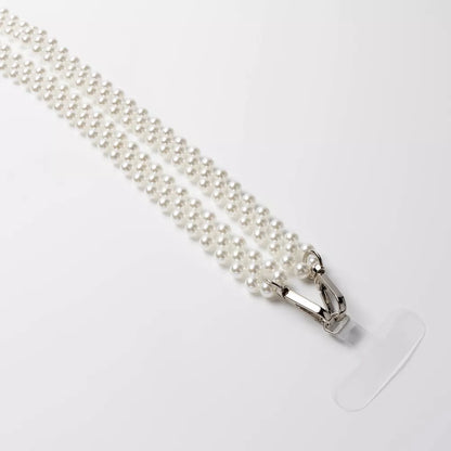 Double Layer Faux Pearl Crossbody Phone Strap Universal Detachable Mobile Lanyard