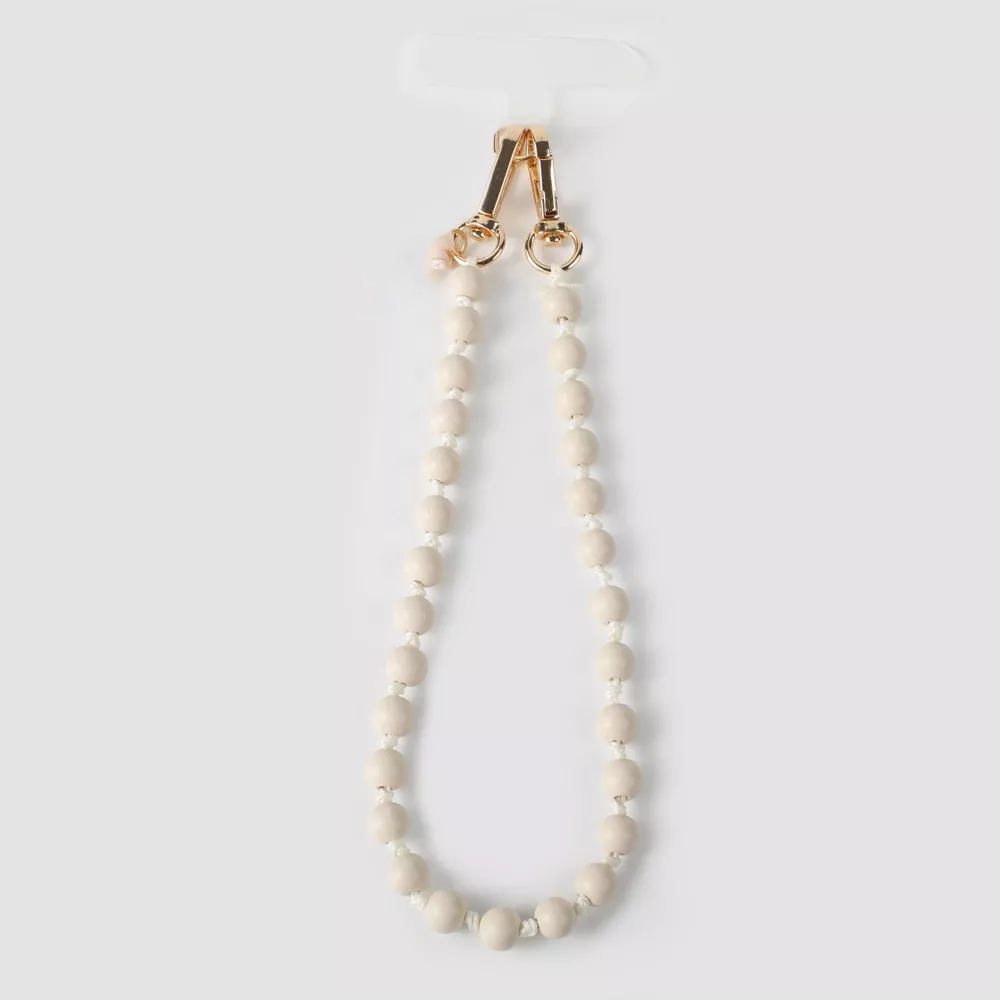Wood Bead Wristlet Phone Strap Universal Detachable Hand Lanyard for Phone Case