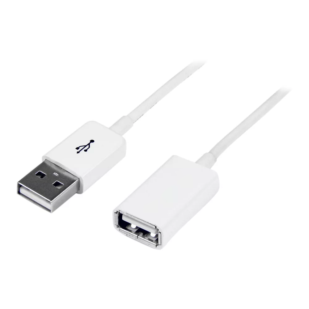 1M USB 2.0 Male to Female Extension Cable White USB-A Extender Cord