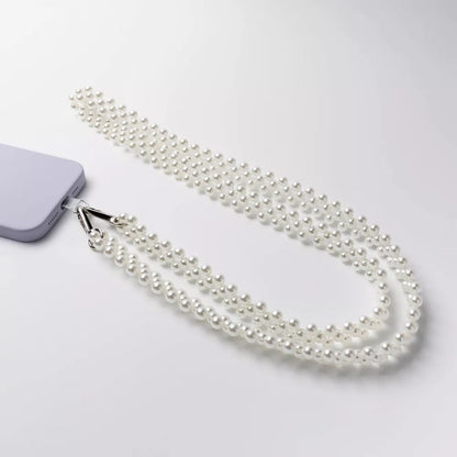 Double Layer Faux Pearl Crossbody Phone Strap Universal Detachable Mobile Lanyard