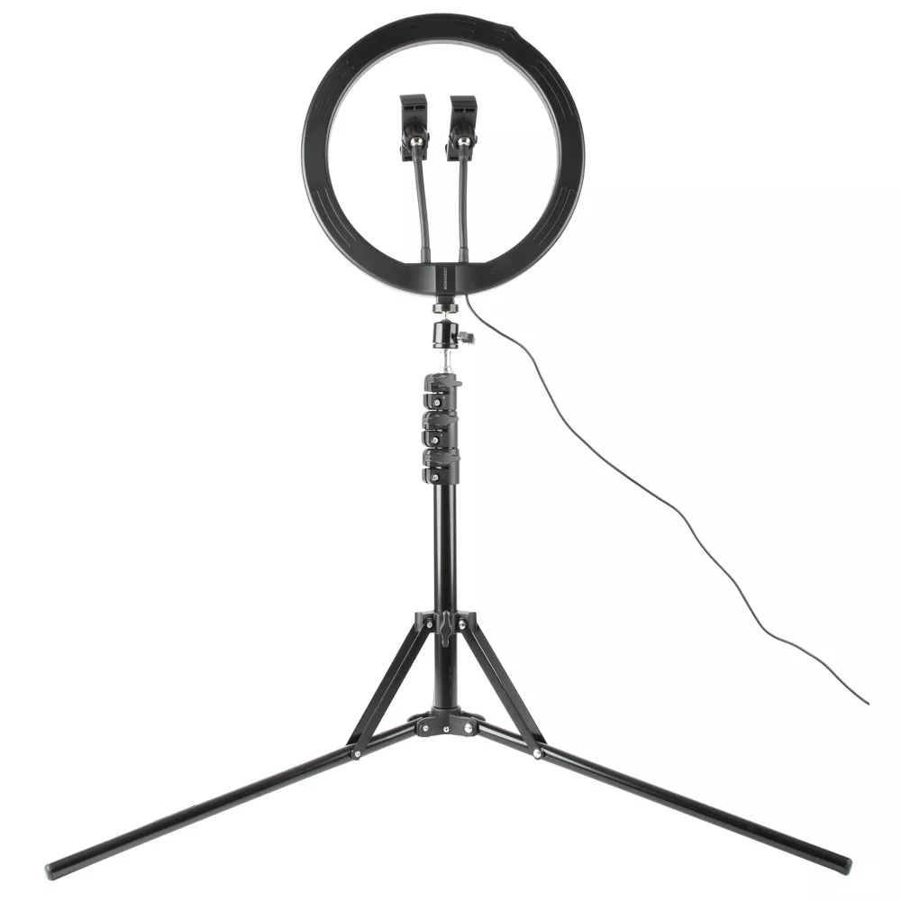 12 Inch LED Ring Light Kit with Dual Phone Holders, Microphone & 63 Inch Adjustable Light Stand