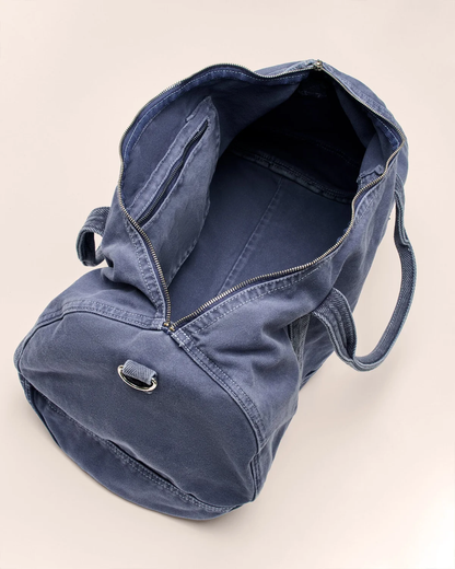 Garment Dyed Washed Canvas Duffel Bag Cotton Weekend Travel Barrel Bag