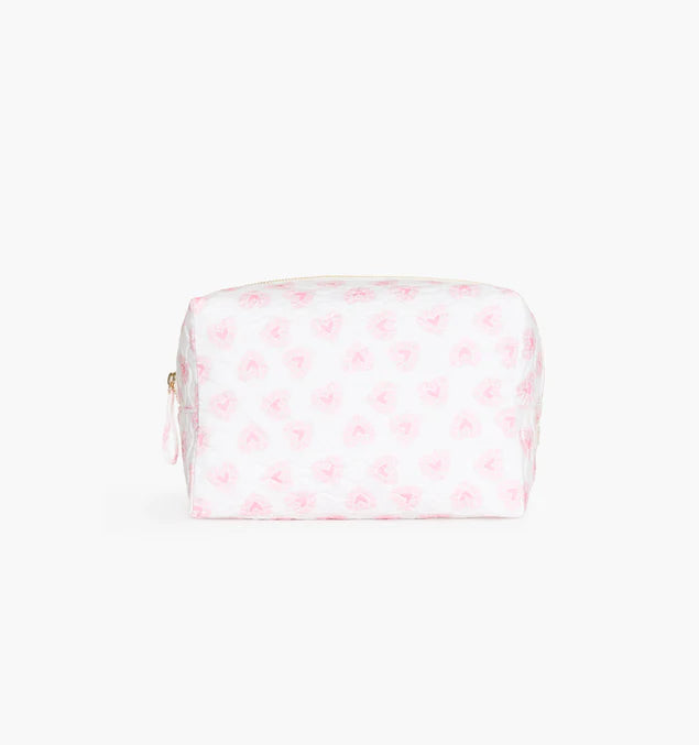Quilted Cotton Cosmetic Bag Soft Padded Travel Makeup Organizer Pouch